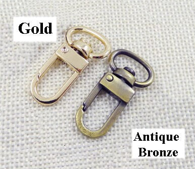 Swivel Snap Hook Push Gate Lobster Clasp Clip Purse Buckle 12 16 19 mm 1/2" 3/4" Webbing Strap Handbag Leathercraft Hardware Gold Bronze