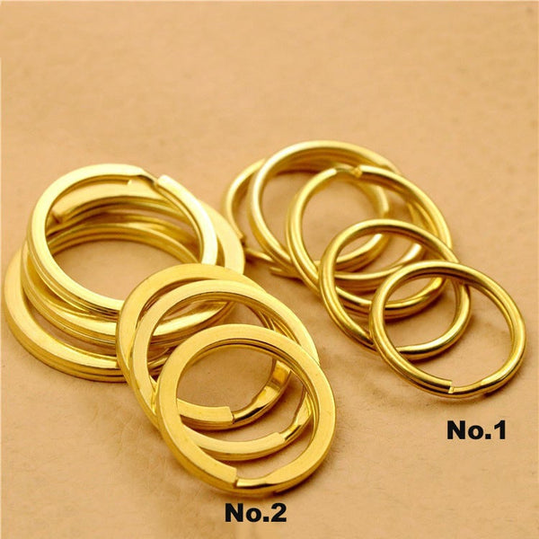 Solid Brass Split Key Ring Round Flat Hang Chain Hook DIY Craft Key Fob Hardware Accessories 12-35mm