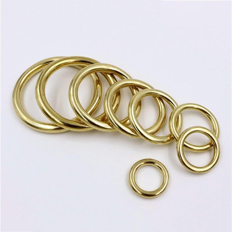 Solid Brass Cast Jump Ring O Ring Welded Closed 13 20 32 45 51mm Heavy Duty Webbing Leather Strap Bag Purse Dog Collar Belt Buckle Strapping