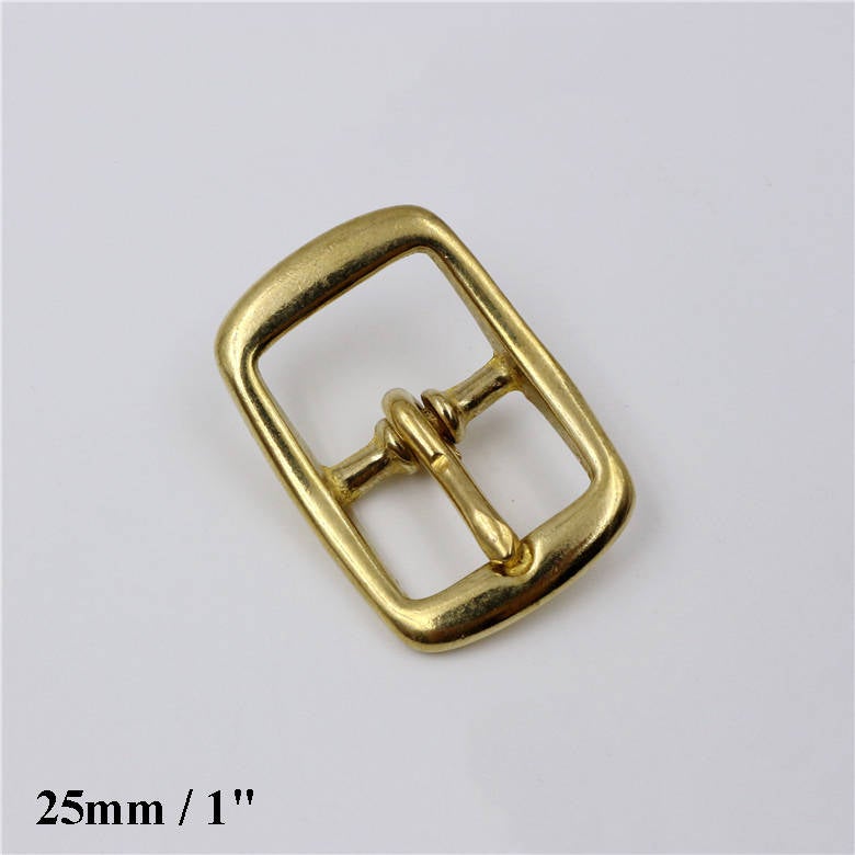 Solid Brass Rectangle Belt Buckle Center Bar Single Prong Pin Tongue Strap Leather Craft Fix Repair Replacement 1/2" - 1" 13mm - 25mm