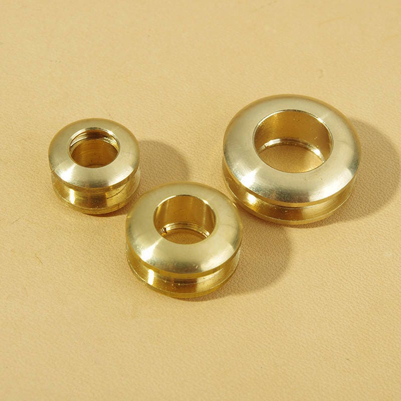 Solid Brass Screw Grommet Eyelet Ring O Round Flat Hole Large Size Purse Chain Loop Handle Leathercraft Repair 13 16 20 28 mm 1/2" 3/4" 1"