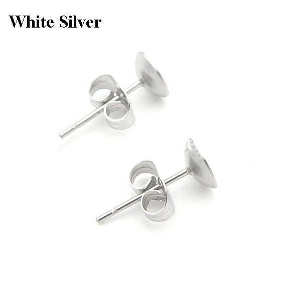 Sterling Silver Set Earring Post Stud Setting Round Pearl Cup with Peg and Butterfly Earring Safety Back Earnut Stopper