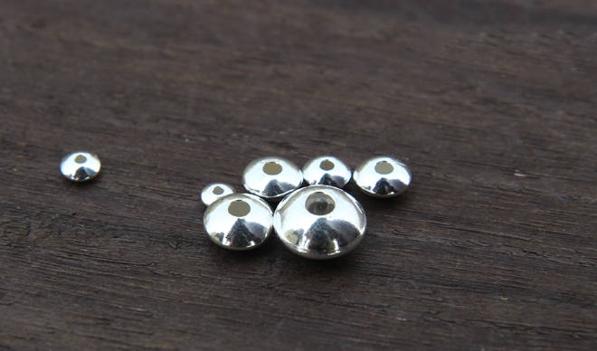 Sterling Silver Donut Rondelle Spacer Beads Solid 925 Smooth Plain Craft Jewelry Accessory Bulk Lot 4,5,6,7 mm