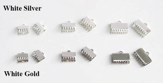 Pure 925 Sterling Silver Ribbon Clip Clamp Cord Crimp End Cap Tip Necklace Bracelet Connector 6, 8, 10mm Universal Hypoallergenic Bulk Lot