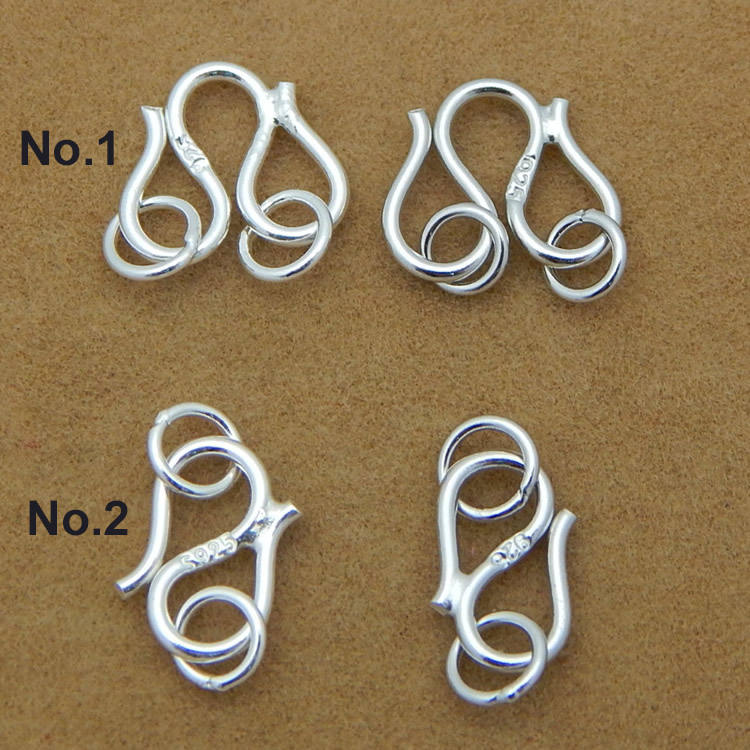 925 Sterling Silver Hook Clasp with Jump Rings S W M Hook 10*9 mm 6*10mm Necklace Bracelet Plain Solid Bulk Wholesale Jewelry Making Finding