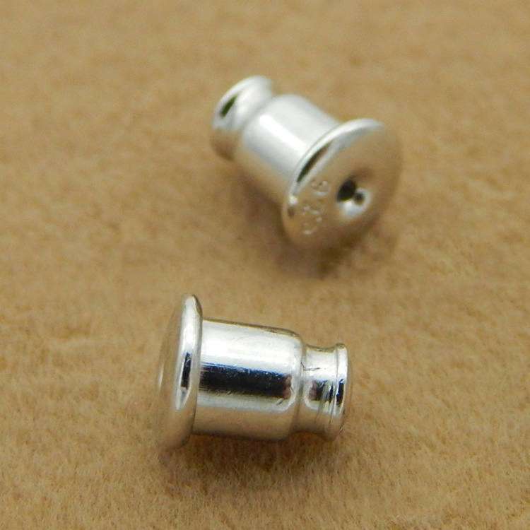 925 Sterling Silver Bullet Earring Backs Barrel Stud Earnut Stopper Safety Clutch Ear Nut Bell Parts Solid Bulk Wholesale Lot 5.5x4.5 6x6 mm