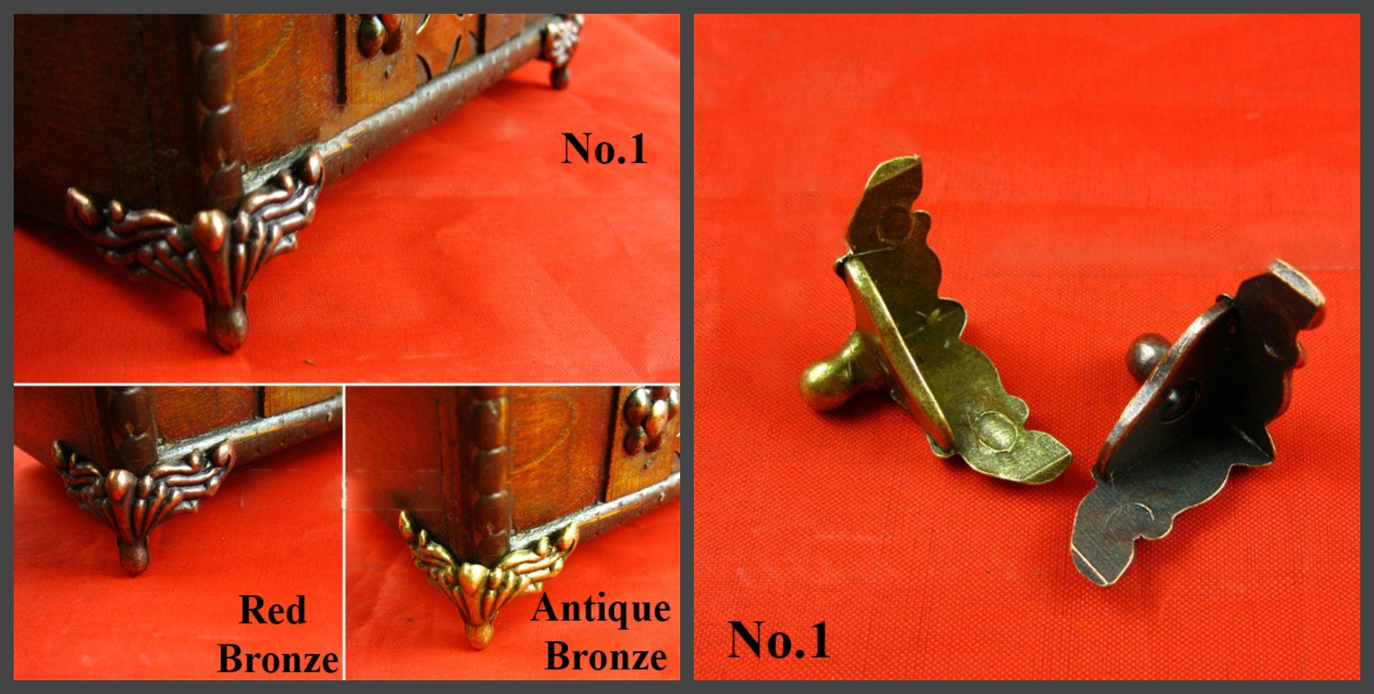 Decorative Feet Wooden Jewelry Box Corner Protector Foot Leg Guard Tiger Paw Claw Dragon Wing Vintage Bronze Gold 20 29 30 40 42 57 60 62mm