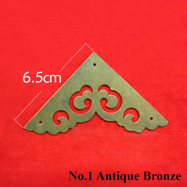 Decorative Triangle Flat Corner Protector Guard Wave Bracket Decor Jewelry Box Chest Case Furniture Hardware Vintage Bronze Brass 30 37 65mm