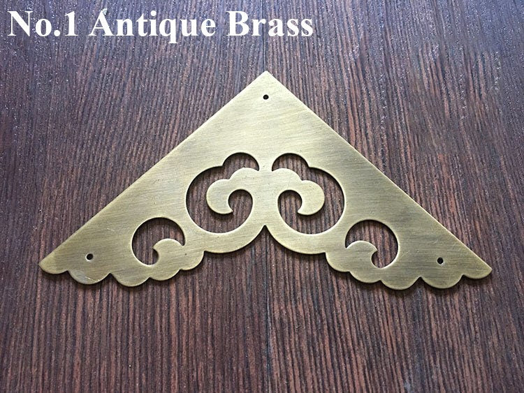 Decorative Triangle Flat Corner Protector Guard Wave Bracket Decor Jewelry Box Chest Case Furniture Hardware Vintage Bronze Brass 30 37 65mm