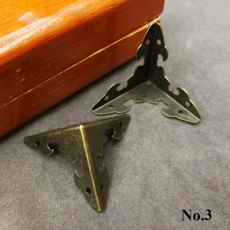 Furniture Decorative Jewelry Box Decor Triangle Corner Protector Vintage Antique Bronze Brass Silver Gold Tone 19 23 24 30mm