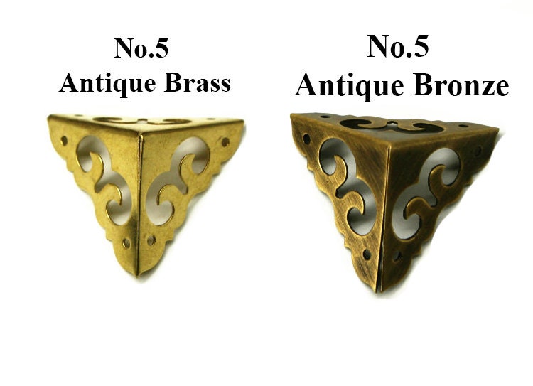 Furniture Decorative Jewelry Box Decor Triangle Corner Protector Vintage Antique Bronze Brass Silver Gold Tone 19 23 24 30mm