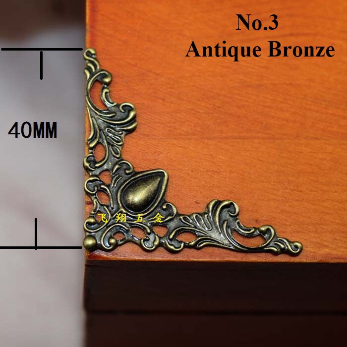 Decorative Carved Flat Corner Protector Victorian Retro Flower Butterfly Bracket Jewelry Box Chest Case Furniture Hardware 34 40 44 46mm