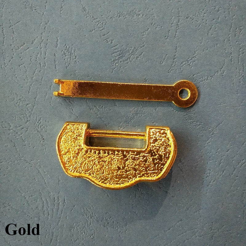 Chinese Lock Padlock Key Protector Furniture Decorative Jewelry Box Decor Ancient Vintage Style Antique Bronze Gold Tone Zinc Alloy 35 44 mm