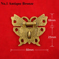 Chinese Butterfly Lock Ancient Vintage Style Antique Bronze Zinc Alloy Brass Furniture Jewelry Box Decor 50 58mm 2 2 5/16" Chest Hardware