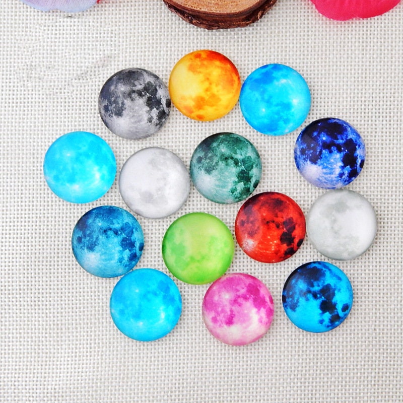 Full Moon Round Cabochon 3/8 1 2 1/4" 10 - 58 mm Digital Photo Glass Beads Tiles Domes Cameo Seal Charm Locket Wholesale Bulk Final Sale