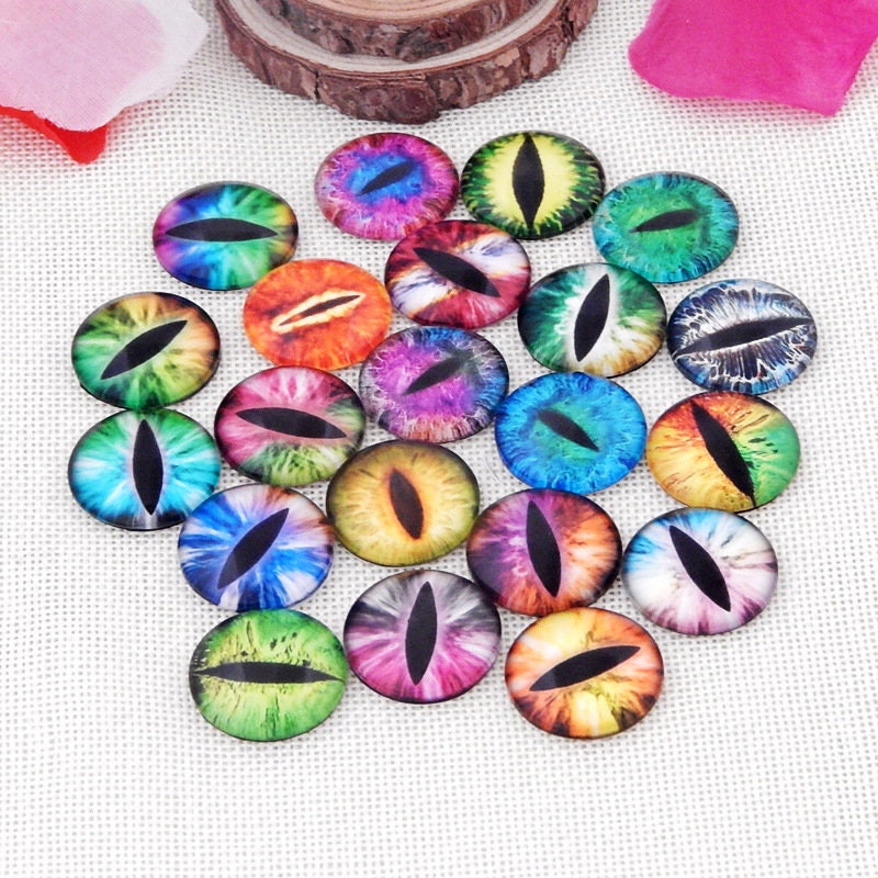 Round Glass Cabochon Cat Eye #2 - Glow in The Dark and #1 - Not Glowing Photo Flatback Dome Bottle Cap Seal Cover Cameo PendantFinal Sale