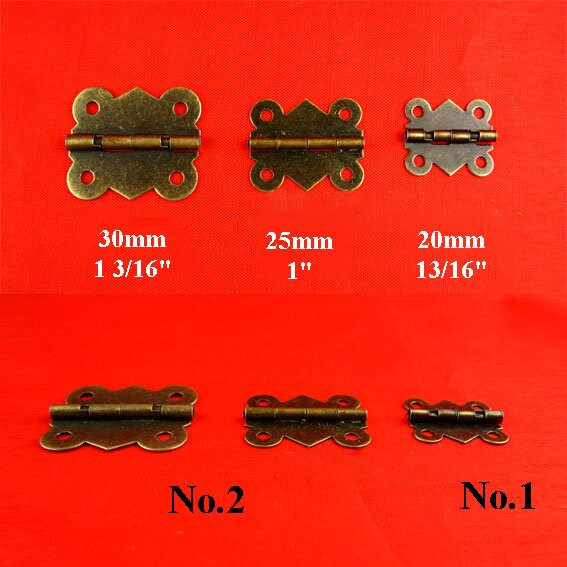 Mini Metal Small Box Hinge Decorative Stop Hinges 90 180 Degree Cabinet Cupboard Door Hardware Doll House Miniature Cigar Box Bronze Gold