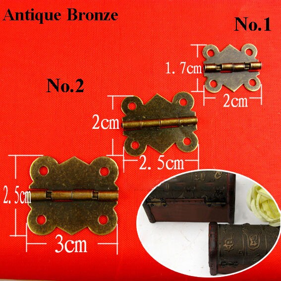 Mini Metal Small Box Hinge Decorative Stop Hinges 90 180 Degree Cabinet Cupboard Door Hardware Doll House Miniature Cigar Box Bronze Gold