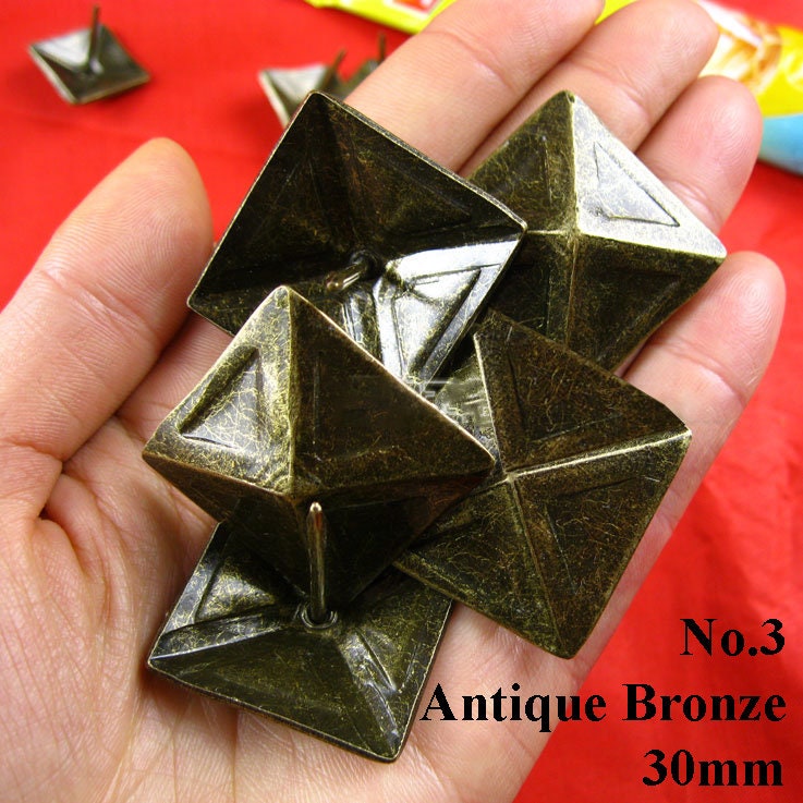 Iron Square Decorative Screw Nails - Antique Bronze Finish Hardware - No.2 Ant.Bronze 23mm / 2pcs