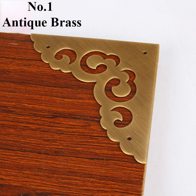 Decorative Triangle Flat Corner Protector Guard Wave Bracket Decor Jewelry Box Chest Case Furniture Hardware Vintage Bronze Brass 30 37 65mm