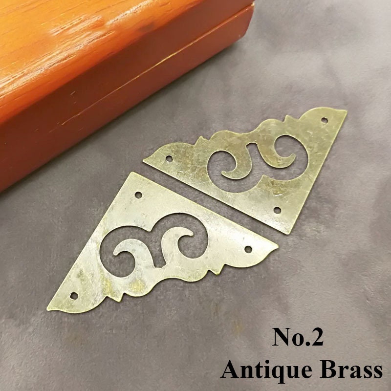 Decorative Triangle Flat Corner Protector Guard Wave Bracket Decor Jewelry Box Chest Case Furniture Hardware Vintage Bronze Brass 30 37 65mm