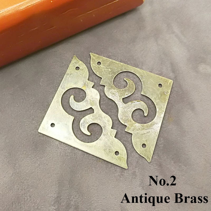 Decorative Triangle Flat Corner Protector Guard Wave Bracket Decor Jewelry Box Chest Case Furniture Hardware Vintage Bronze Brass 30 37 65mm