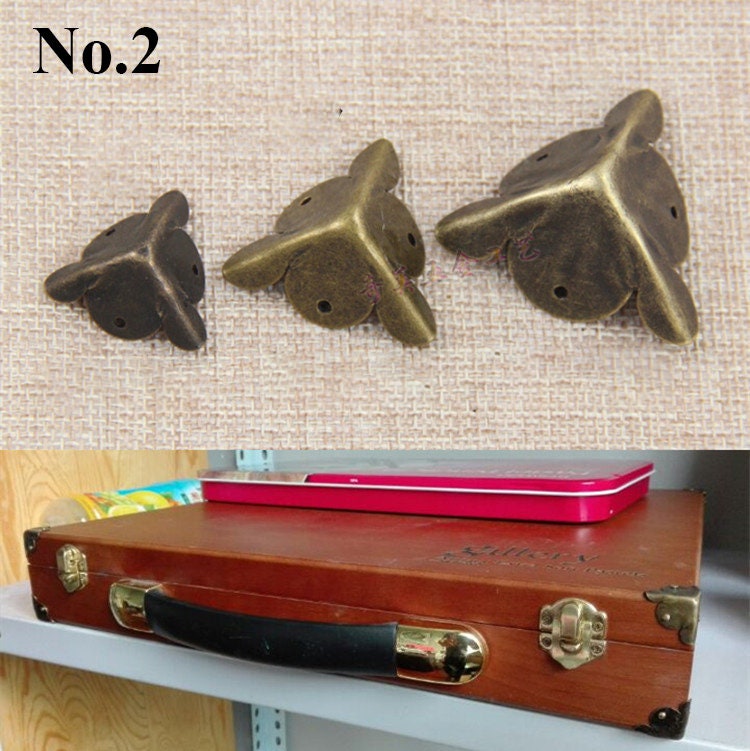 Furniture Decorative Jewelry Box Decor Triangle Corner Protector Vintage Antique Bronze Brass Silver Gold Tone 19 23 24 30mm