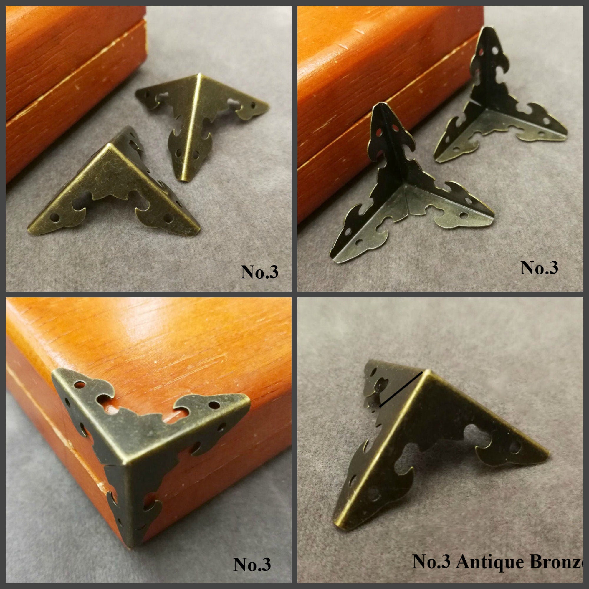 Furniture Decorative Jewelry Box Decor Triangle Corner Protector Vintage Antique Bronze Brass Silver Gold Tone 19 23 24 30mm