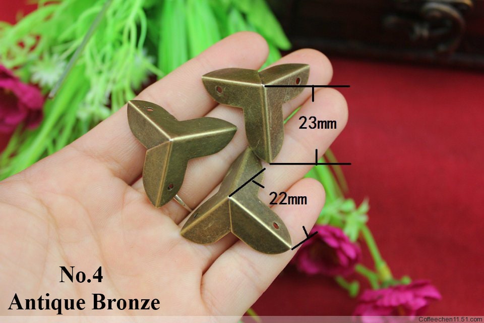 Furniture Decorative Jewelry Box Decor Triangle Corner Protector Vintage Antique Bronze Brass Silver Gold Tone 19 23 24 30mm