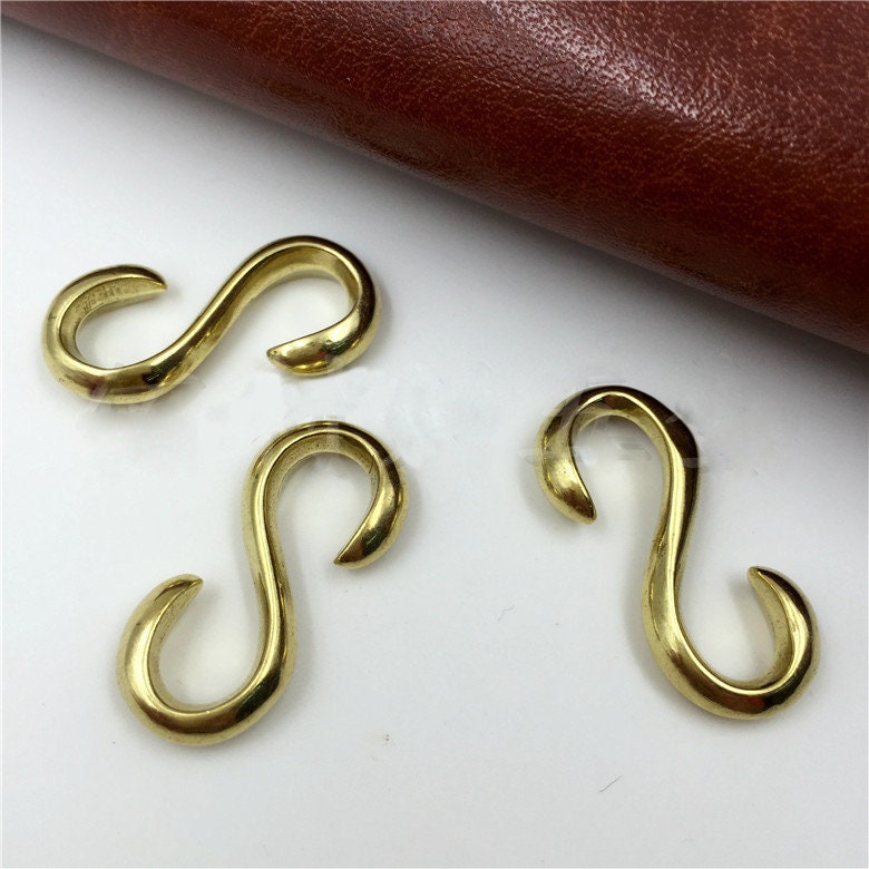 Solid Brass S Shape Hook Conector Clasp 24mm 1 inch Copper Heavy Duty Leather Craft Hardware Jewelry Making Bracelet Finding Wholesale Bulk