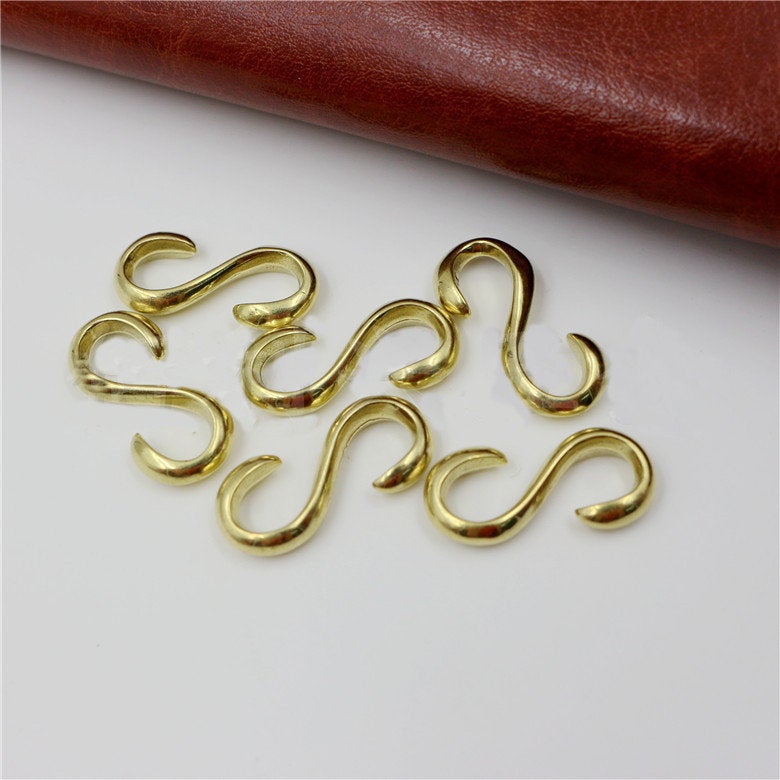 Solid Brass S Shape Hook Conector Clasp 24mm 1 inch Copper Heavy Duty Leather Craft Hardware Jewelry Making Bracelet Finding Wholesale Bulk