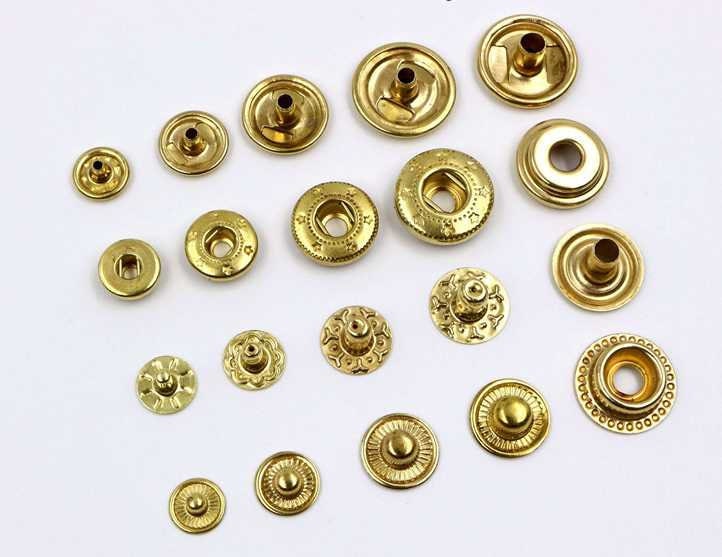 Solid Brass Round S Spring Snap Button 8 10 12 15 mm Rivet Segma Press Stud Popper Tich Fastener Closure Leathercraft Bag Clothes Diary