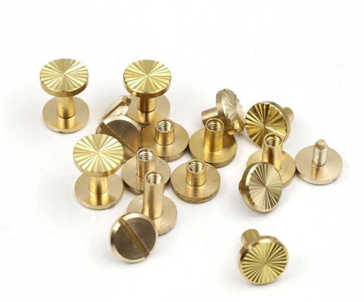 Solid Brass Chicago Screw Screwback Post Bolt Button Belt Stud Rivet Round Head Heavy Duty Leathercraft Wholesale Bulk 4 5 6 7 8 9 10 mm