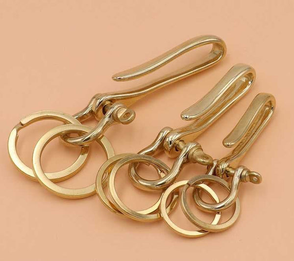 Raw Solid Brass Hook Fish Key Chain Keyring Fob Decor Connector Holder DIY Copper Hardware Findings Accessories Leathercraft Wholesale Bulk