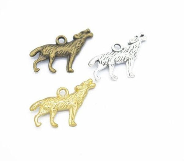 Howling Snow Wolf Charm Pendant Werewolf Coyote Fox Wild Dog Metal Jewelry Making DIY Bracelet Necklace Earrings Bulk Lot