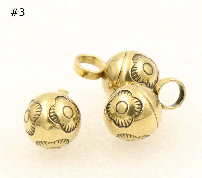 Solid Brass Ball Charm 8 mm 5/16 inch Pendant Keychain Copper Bells Heavy Duty DIY Hardware Accessories Leathercraft Wholesale Bulk