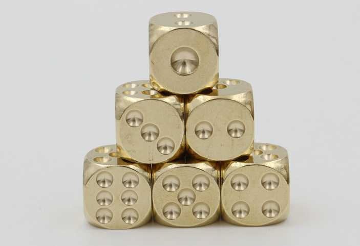 Solid Brass Dice Charm 13x13mm 1/2 1/2 inch Paperweight Knocker Copper Heavy Duty DIY Hardware Accessories Leathercraft Wholesale