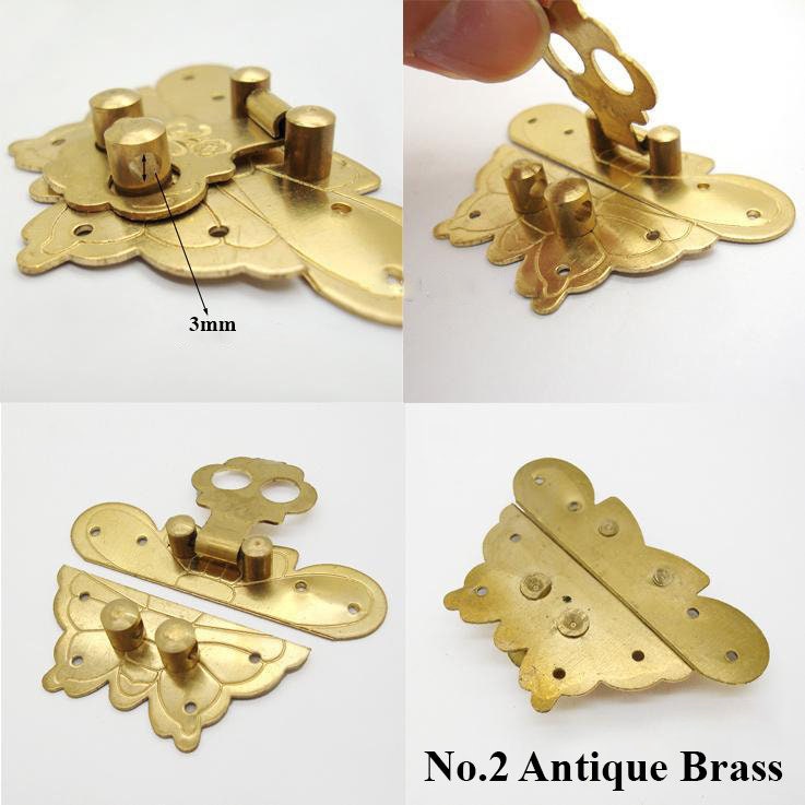 Chinese Butterfly Lock Ancient Vintage Style Antique Bronze Zinc Alloy Brass Furniture Jewelry Box Decor 50 58mm 2 2 5/16" Chest Hardware