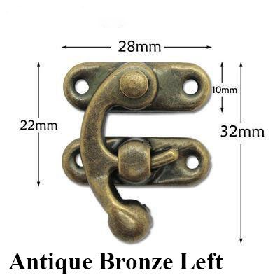 Chinese Latch Lock Ancient Vintage Style Bronze Gold Silver Tone Furniture Decorative Jewelry Box Decor 28x32x10mm 7/16x1 1/8x1 1/4"