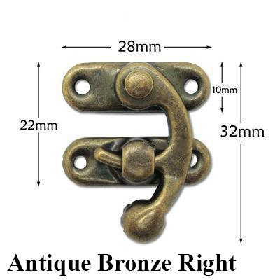 Chinese Latch Lock Ancient Vintage Style Bronze Gold Silver Tone Furniture Decorative Jewelry Box Decor 28x32x10mm 7/16x1 1/8x1 1/4"