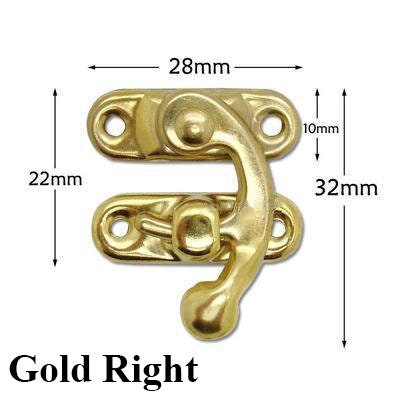 Chinese Latch Lock Ancient Vintage Style Bronze Gold Silver Tone Furniture Decorative Jewelry Box Decor 28x32x10mm 7/16x1 1/8x1 1/4"