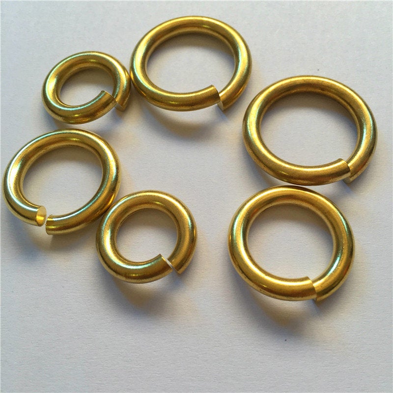 Solid Brass Open Jump Rings 5-26mm Connector 18 16 12 10 8 7 Gauge Copper Color DIY Jewelry Finding Heavy Duty Hardware