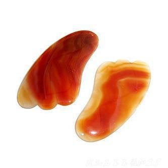 Natural Red Agate Carnelian Gua Sha Board 4-3/8 inch Guasha Face Body Tool Chalcedony