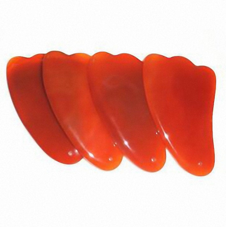 Natural Red Agate Carnelian Gua Sha Board 4-3/8 inch Guasha Face Body Tool Chalcedony