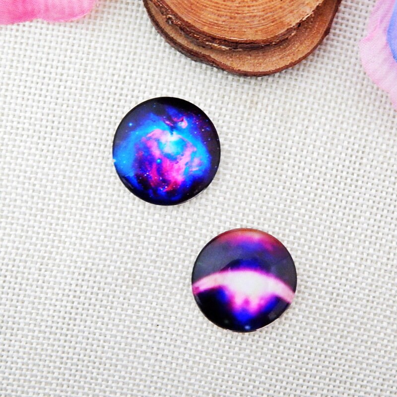 Galaxy Star Round Cabochon 3/8 1 2 1/4" 10 12 mm Digital Photo Glass Beads Tiles Domes Cameo Seal Charm Locket Charms Wholesale Final Sale