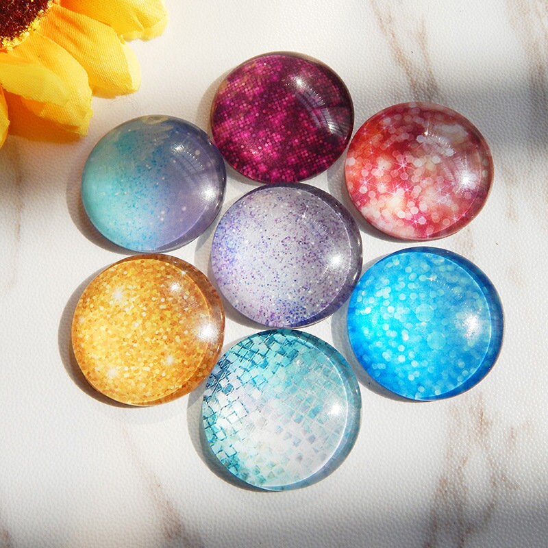 Starry Sky Round Cabochon 3/8 1 2 1/4" 10 - 58 mm Digital Photo Glass Beads Tiles Domes Cameo Seal Charm Locket Charms Wholesale Final Sale