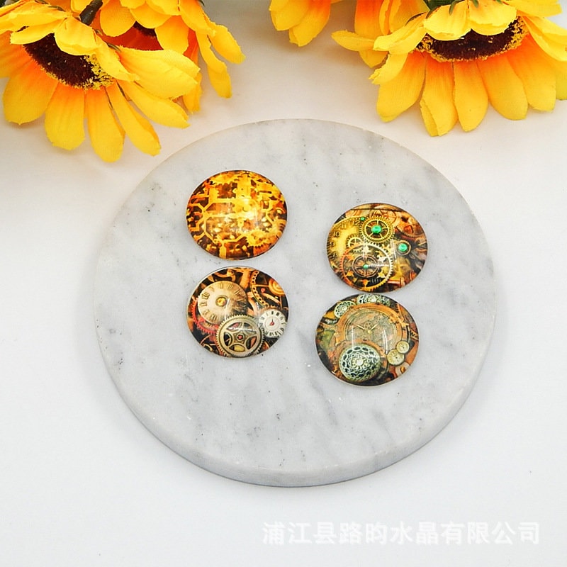 Steampunk Round Cabochon 3/8 1 2 1/4" 10 - 58 mm Digital Photo Glass Beads Tiles Domes Cameo Seal Charm Locket Charms Wholesale Final Sale