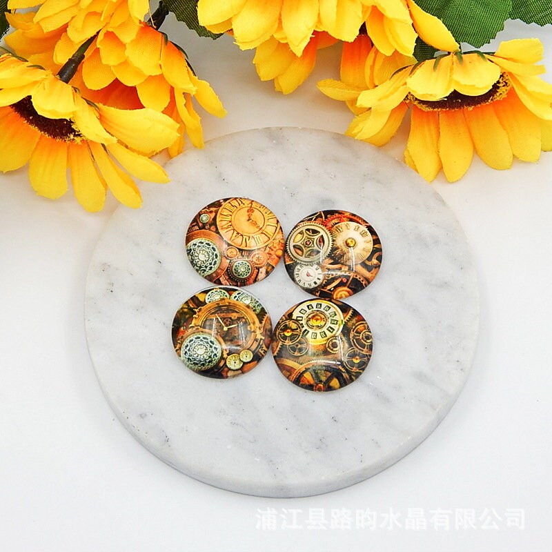 Steampunk Round Cabochon 3/8 1 2 1/4" 10 - 58 mm Digital Photo Glass Beads Tiles Domes Cameo Seal Charm Locket Charms Wholesale Final Sale