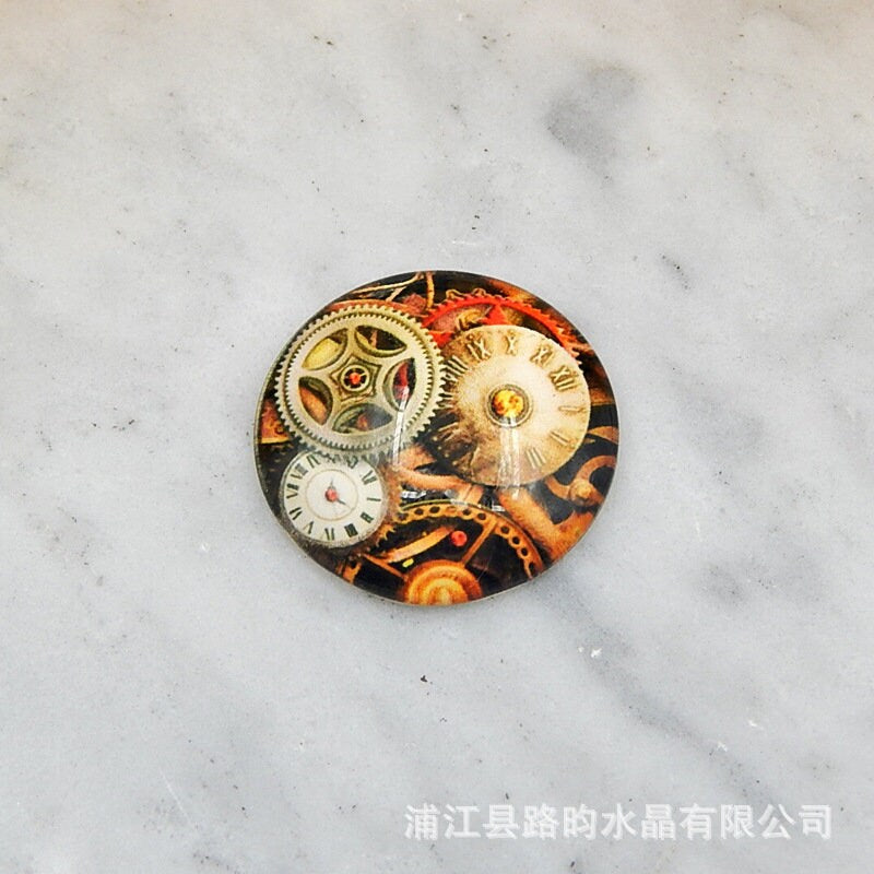 Steampunk Round Cabochon 3/8 1 2 1/4" 10 - 58 mm Digital Photo Glass Beads Tiles Domes Cameo Seal Charm Locket Charms Wholesale Final Sale