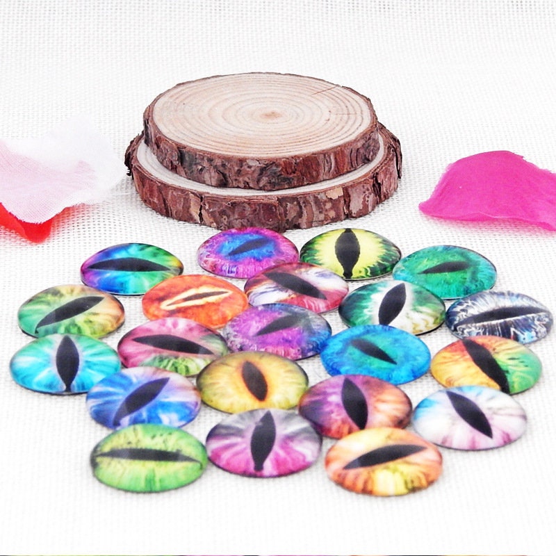 Round Glass Cabochon Cat Eye #2 - Glow in The Dark and #1 - Not Glowing Photo Flatback Dome Bottle Cap Seal Cover Cameo PendantFinal Sale